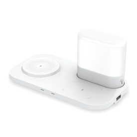   3 az 1-ben fehér vezeték nélküli töltőállomás éjjeli lámpa fukcióval