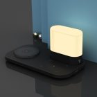 3 az 1-ben fekete vezeték nélküli töltőállomás éjjeli lámpa fukcióval 