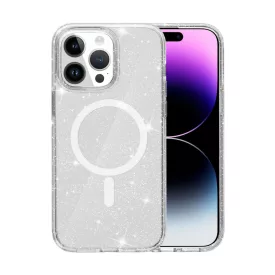   iPhone 13 Pro Max MagSafe átlátszó csillámos szilikon tok 