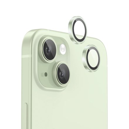 Applikátoros zöld kamera védő 9H iPhone 15, 15 Plus