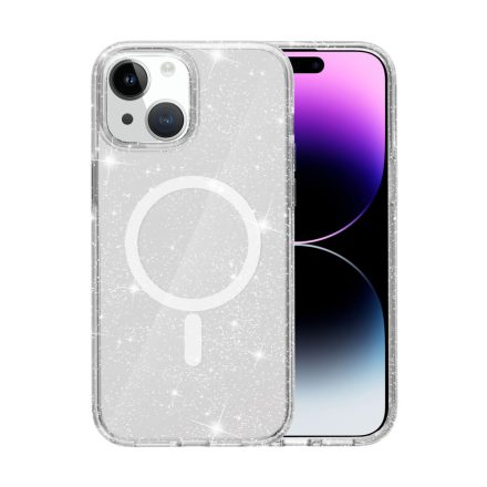 iPhone 13 Mini MagSafe átlátszó csillámos szilikon tok 