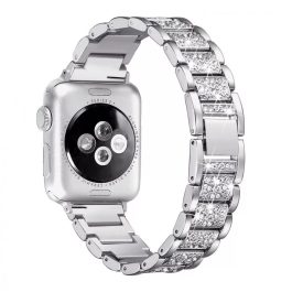   Apple Watch ezüst strasszköves fém szíj 38/40/41/42 (series10)mm