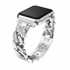   Apple Watch ezüst strasszköves csavart fém szíj 38/40/41/42 (series10)mm