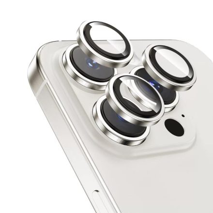 Applikátoros ezüst kamera védő 9H iPhone 15 Pro, 15 Pro max
