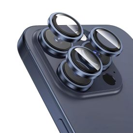   Applikátoros kék titán kamera védő 9H iPhone 15 Pro, 15 Pro max