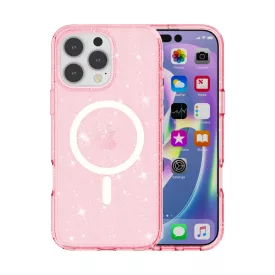   iPhone 13 Pro Max MagSafe rózsaszín csillámos szilikon tok 
