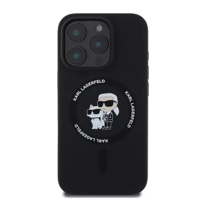 Coque Karl Lagerfeld Pour IPhone 16 Pro (6,3") - Noire - MagSafe - Plaque Métallique - Neuf