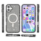 iPhone 16 Plus MagSafe fekete csillámos szilikon tok 