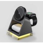 QI 3 az 1-ben MagSafe fekete vezeték nélküli töltőállomás világítással 15 W 