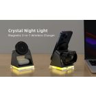 QI 3 az 1-ben MagSafe fekete vezeték nélküli töltőállomás világítással 15 W 