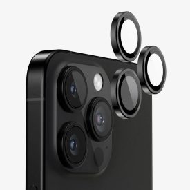   Applikátoros fekete titán kamera védő 9H iPhone 16 Pro, 16 Pro max