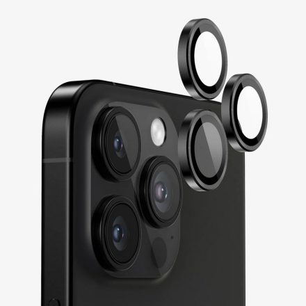 Applikátoros fekete titán kamera védő 9H iPhone 16 Pro, 16 Pro max