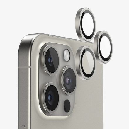 Applikátoros natúr titán kamera védő 9H iPhone 16 Pro, 16 Pro max 