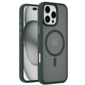   iPhone 16 Pro Max MagSafe sötétzöld/átlátszó szilikon tok