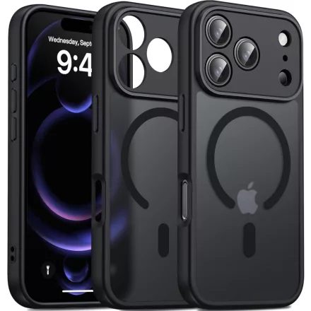 iPhone 18 Pro Max MagSafe fekete/átlátszó kameravédős szilikon tok