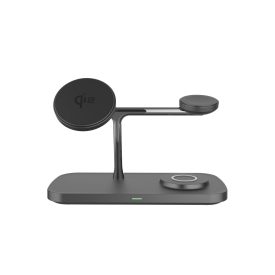   QI2 3 az 1-ben MagSafe fekete vezeték nélküli töltőállomás 15 W