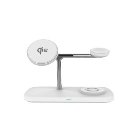   QI2 3 az 1-ben MagSafe fehér vezeték nélküli töltőállomás 15 W