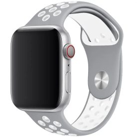   Apple Watch szürke/fehér sport szilikon szíj 38/40/41/42 (series10)mm