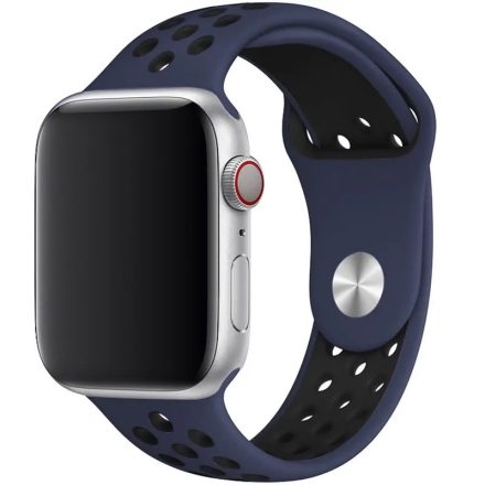 Apple Watch kék/fekete sport szilikon szíj 38/40/41/42 (series10)mm