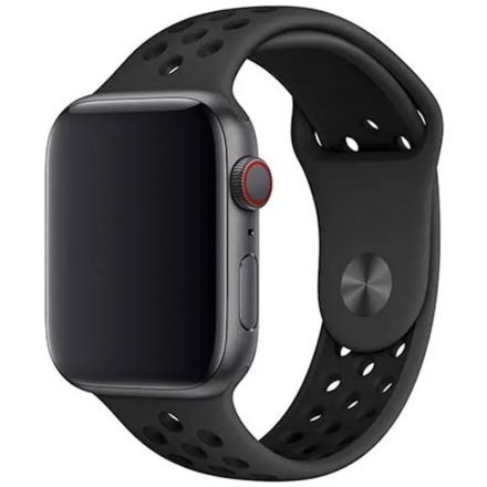Apple Watch fekete sport szilikon szíj 38/40/41/42 (series10)mm
