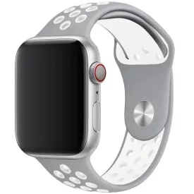   Apple Watch szürke/fehér sport szilikon szíj 42/44/45/46/49mm 
