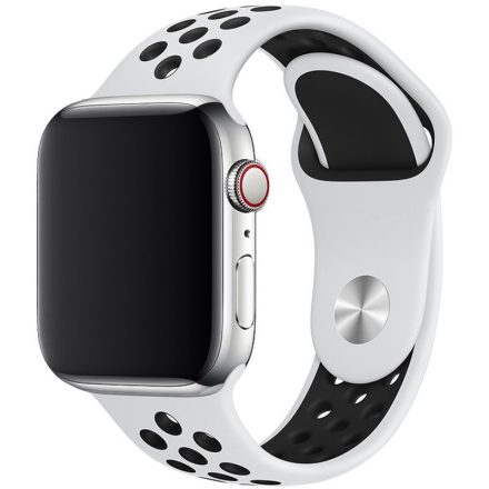Apple Watch fehér-fekete sport szilikon szíj 38/40/41/42 (series10)mm