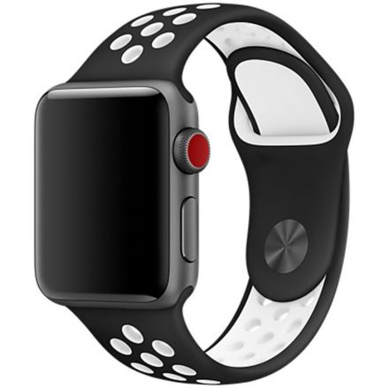 Apple Watch fekete-fehér sport szilikon szíj 38/40/41/42 (series10)mm