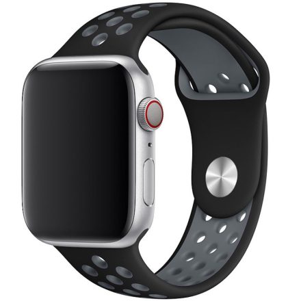 Apple Watch fekete-szürke sport szilikon szíj 38/40/41/42 (series10)mm