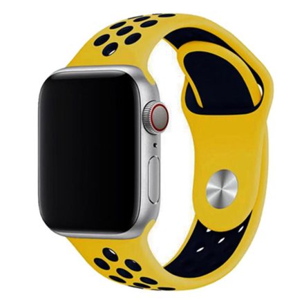 Apple Watch sárga-sötétkék sport szilikon szíj 38/40/41/42 (series10)mm