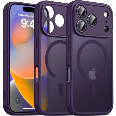 iPhone 18 Pro MagSafe lila/átlátszó kameravédős szilikon tok
