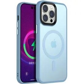   iPhone 13 Pro Max MagSafe világoskék/átlátszó szilikon tok