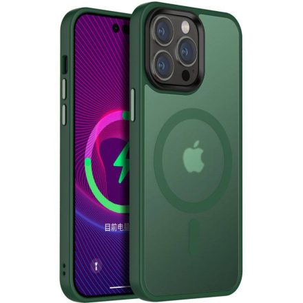 iPhone 12 Pro Max  MagSafe sötétzöld/átlátszó szilikon tok