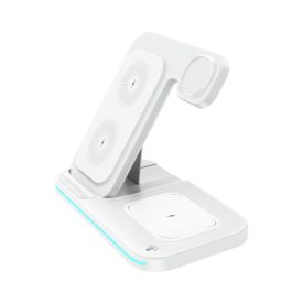   3 az 1-ben A1 fehér vezeték nélküli töltőállomás világítással 15 W