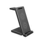 3 az 1-ben kompakt fekete vezeték nélküli töltőállomás 15 W