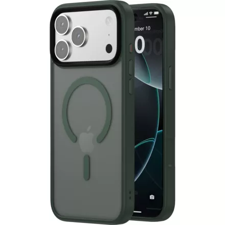 iPhone 18 Pro MagSafe sötétzöld/átlátszó szilikon tok
