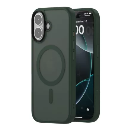 iPhone 17 MagSafe sötétzöld/átlátszó szilikon tok