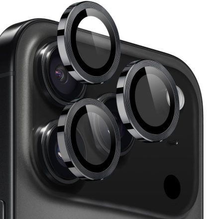 Applikátoros fekete kamera védő 9H iPhone 17 Pro, 17 Pro Max