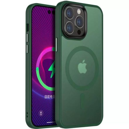 iPhone 15 Pro MagSafe sötétzöld/átlátszó szilikon tok