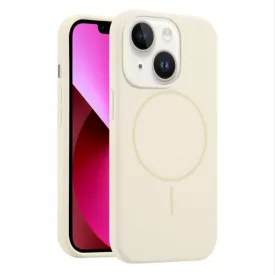 iPhone 15 bézs MagSafe szilikon tok