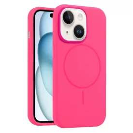 iPhone 15 rózsaszín MagSafe szilikon tok