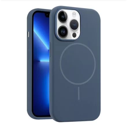 iPhone 15 Pro sötétkék MagSafe szilikon tok