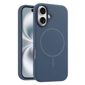 iPhone 16 sötétkék MagSafe szilikon tok