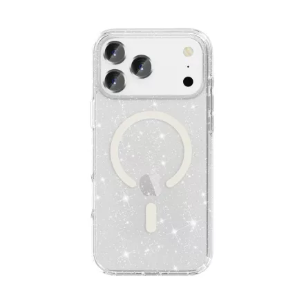 iPhone 18 Pro Max MagSafe átlátszó csillámos szilikon tok 