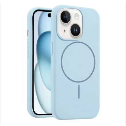 iPhone 15 ködkék MagSafe szilikon tok